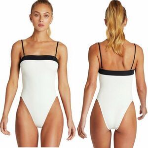 Vitamin A Dea One Piece Textured Swimsuit in White/Black | Small